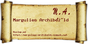 Margulies Archibáld névjegykártya